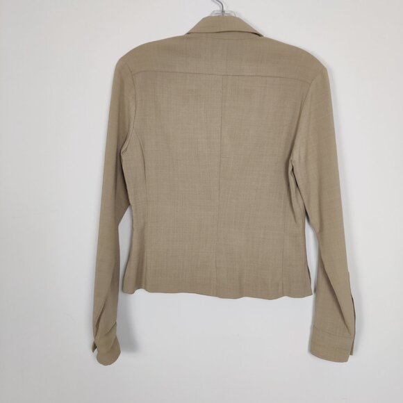 Tristan & Iseut Women's Blouse in Tan Size Small Wool Quiet Luxury Old Money - Picture 2 of 7